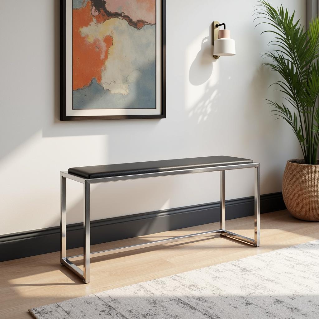 Modern Metal Art Horse Bench in a Contemporary Living Room