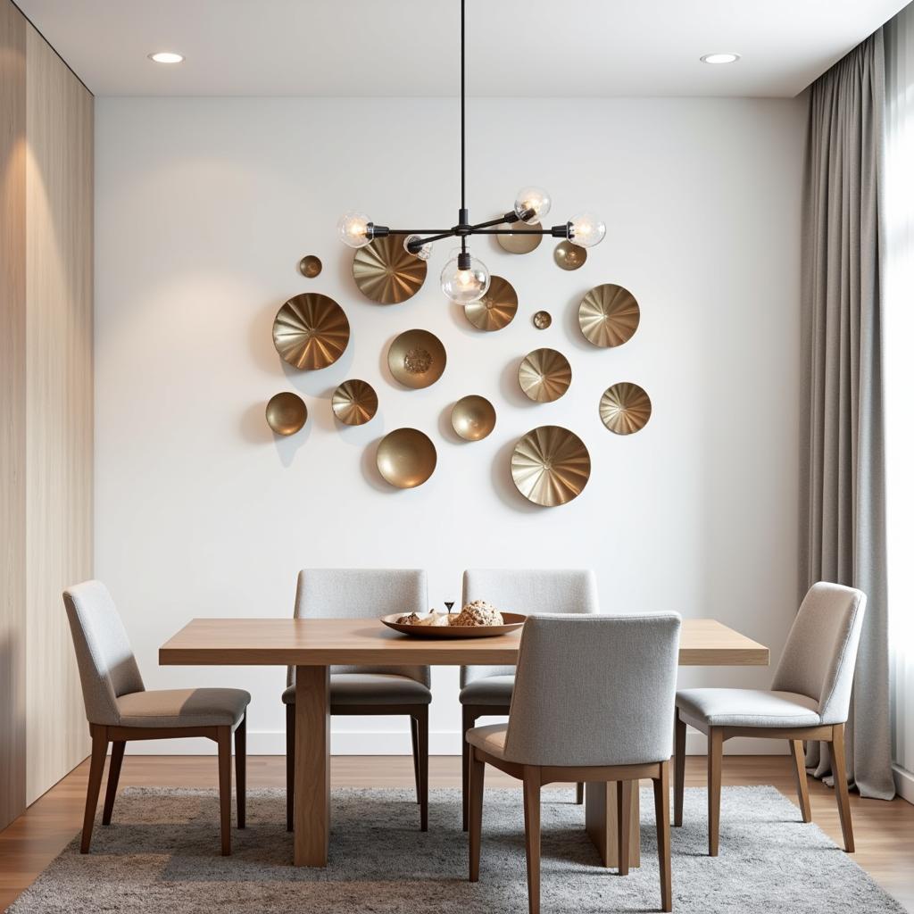 Modern Metallic Wall Art in a Dining Room