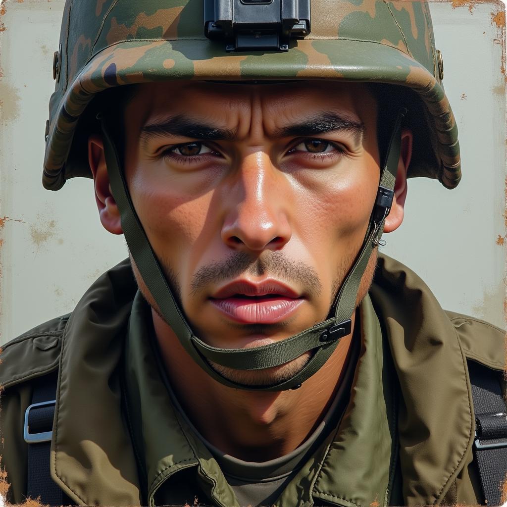 Portrait of a modern soldier on a military art canvas