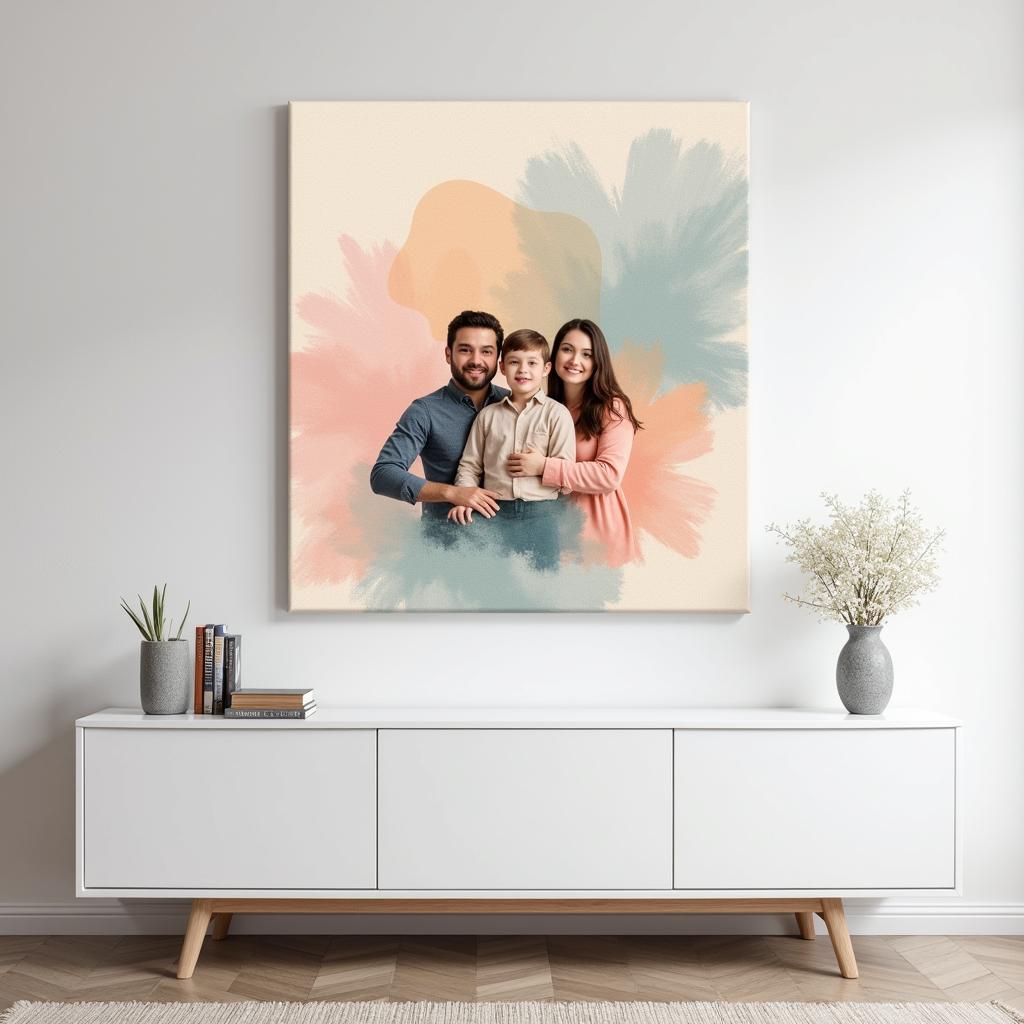 Modern Minimalist Custom Family Portrait Wall Art