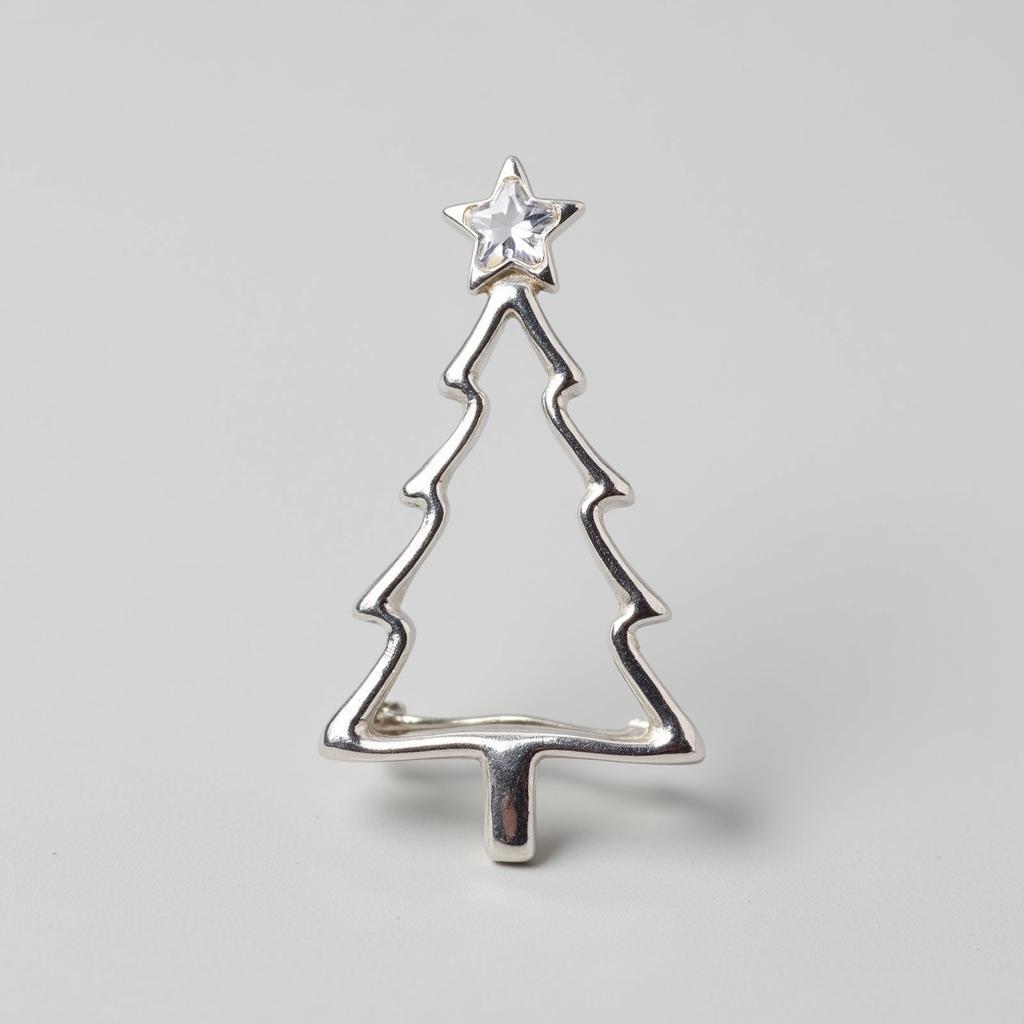 Modern Minimalist Silver Art Christmas Tree Brooch