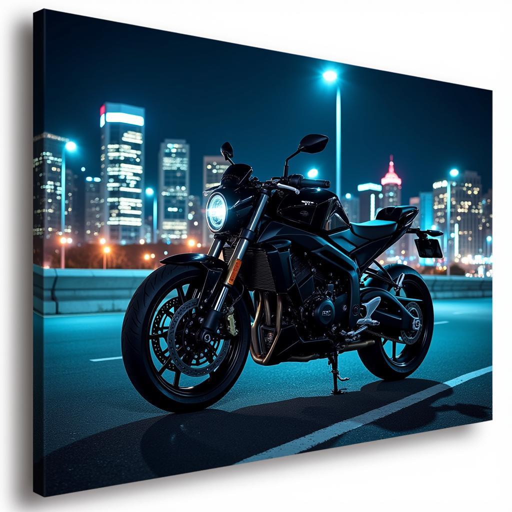 Modern Motorcycle Canvas Art Featuring a Sleek Sportbike