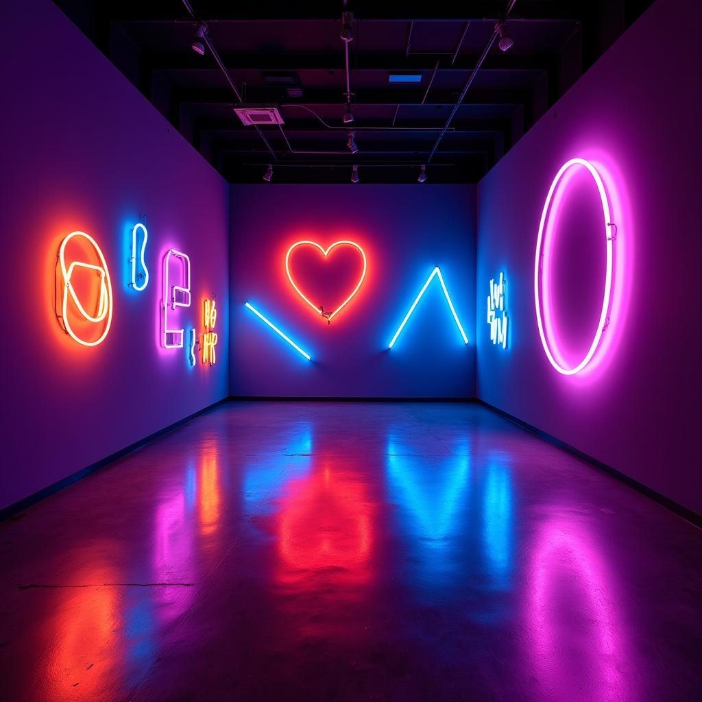 Modern Neon Art Installation in a Gallery