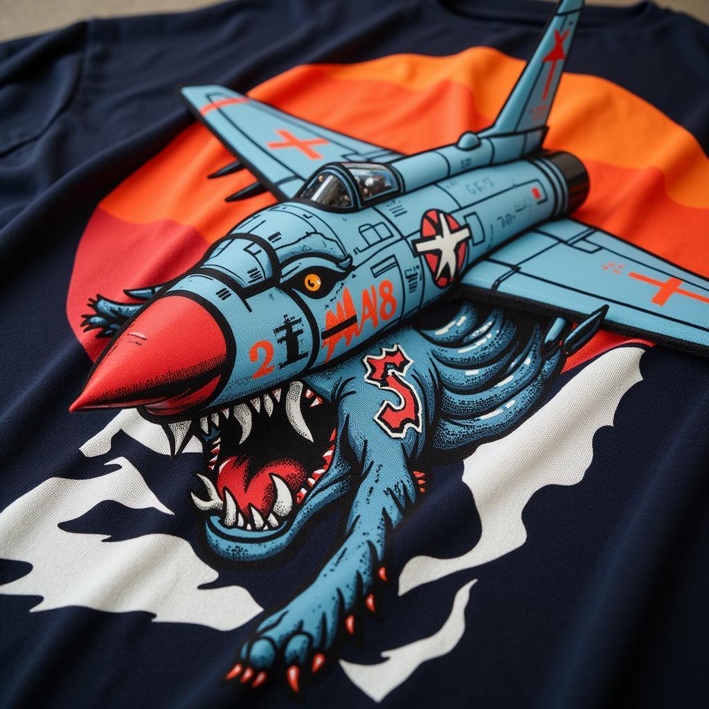 Modern Nose Art Shirt Design Featuring a Fighter Jet