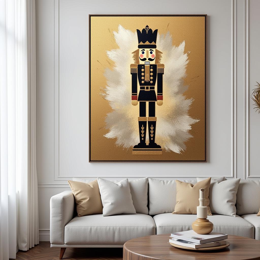 Modern Nutcracker Canvas Art with Metallic Tones