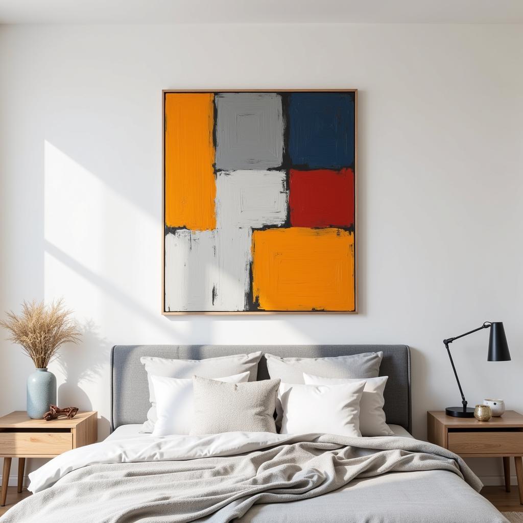 Modern Oil Painting Wall Art in a Bedroom