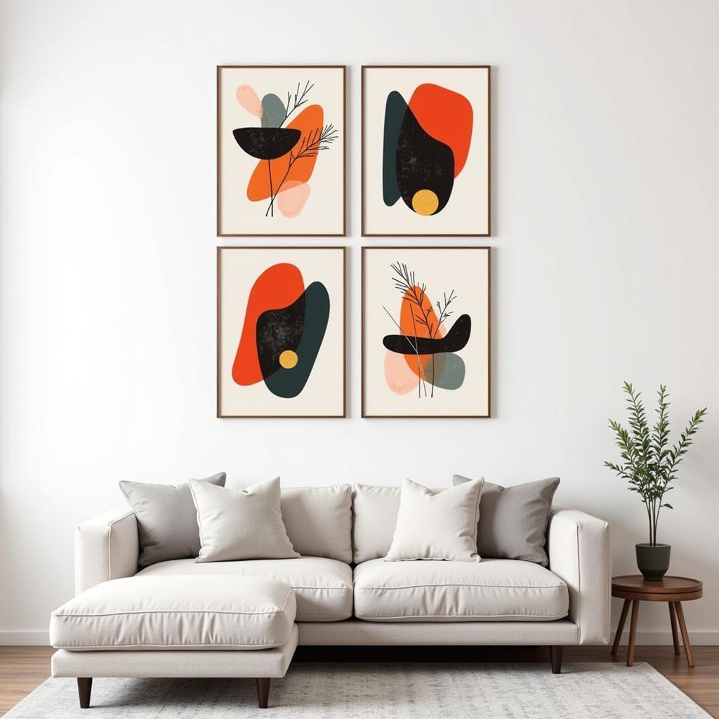 Modern piece wall art in a living room