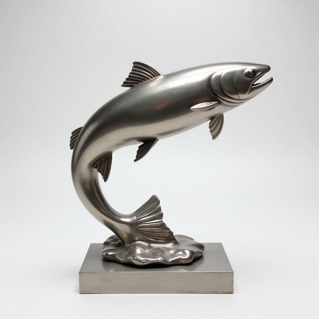 Modern Salmon Sculpture in Stainless Steel