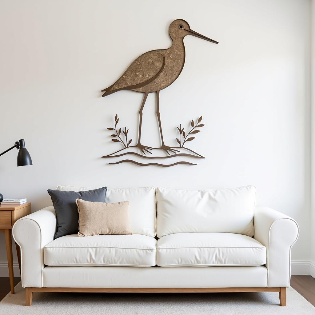 Modern Sandpiper Metal Wall Art in Minimalist Decor