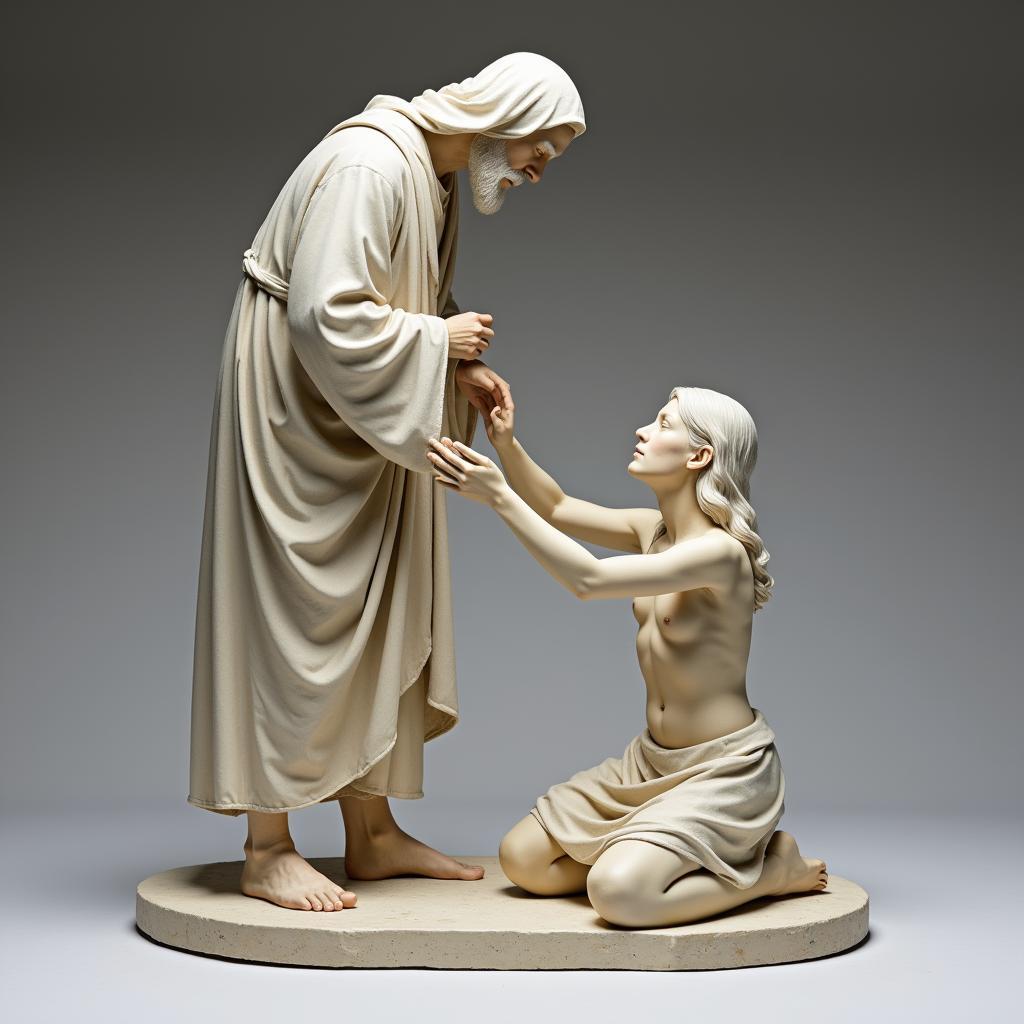 Modern Sculpture Depicting Jesus Healing