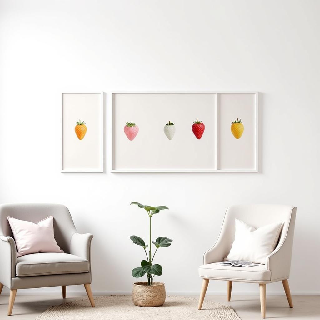 Modern Strawberry Wall Art: Minimalist Prints