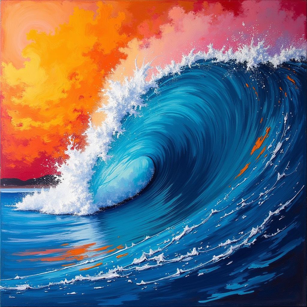 Modern Surf Art: Abstract Wave Painting