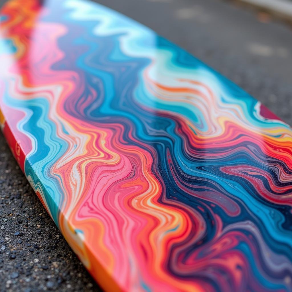 Modern Surfboard Art with Vibrant Resin Tints and Abstract Designs