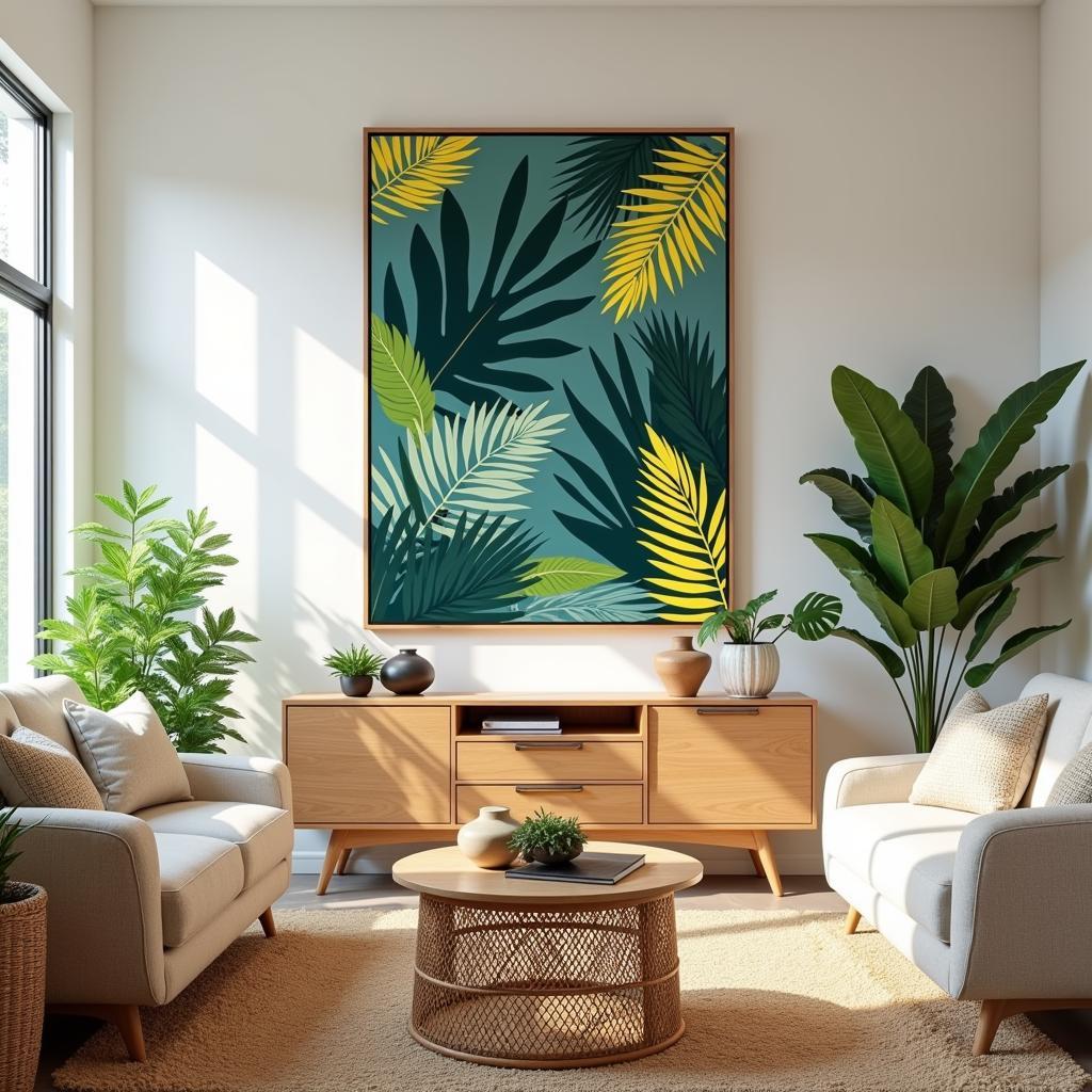 Modern Tropical Art in a Living Room Setting