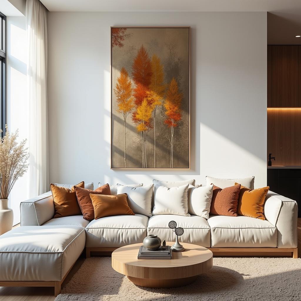 Modern Vertical Wall Art in a Living Room