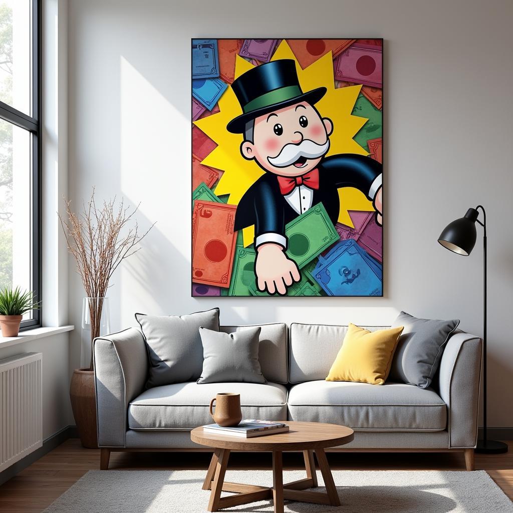 Monopoly Canvas Art in a Modern Living Room