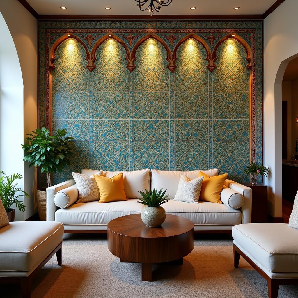 Moroccan-Inspired Accent Wall with Decorative Tiles