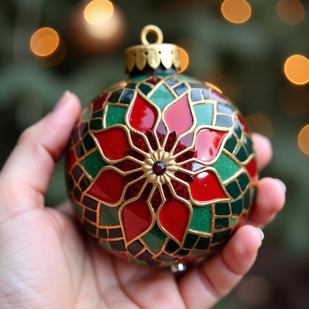 Handmade Mosaic Christmas Ornament for Festive Décor