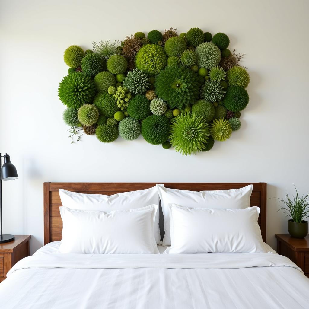 Moss Wall Art in a Bedroom