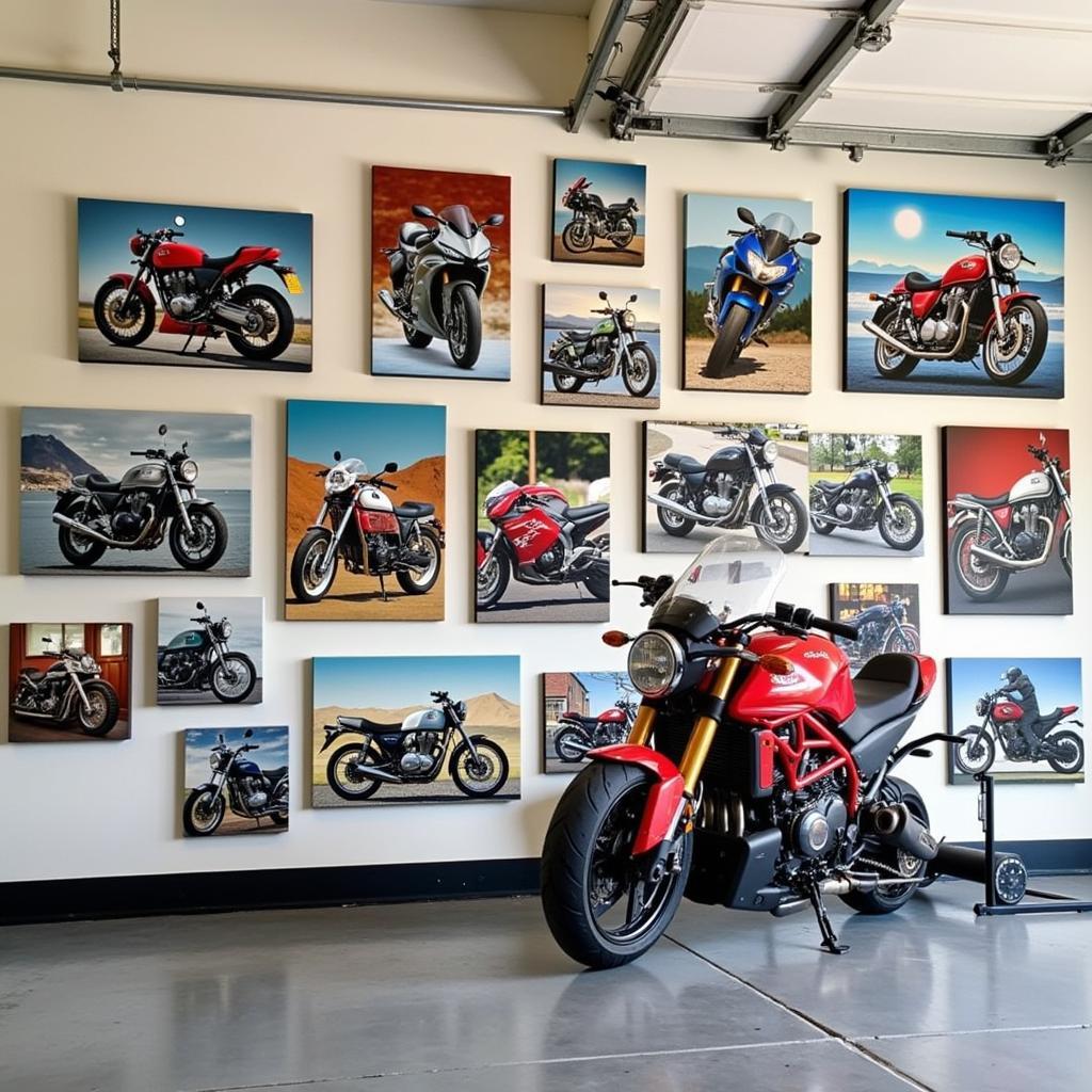 Motorcycle Art Canvas on a Garage Wall