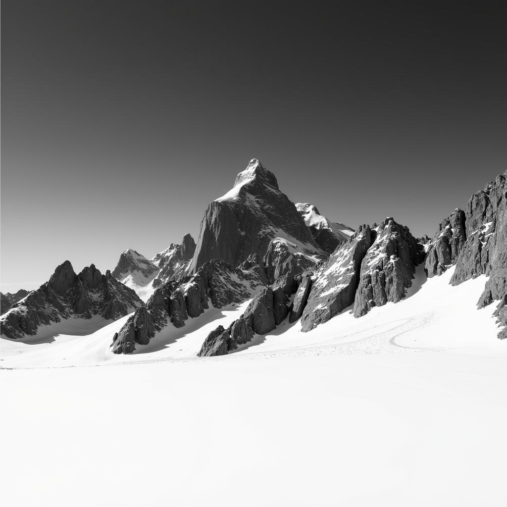 Minimalist Black and White Mountain Landscape Photography