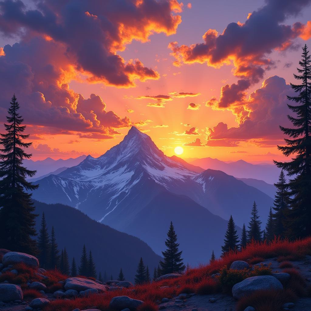 Mountain Sunrise Wall Art: Majesty of the Peaks