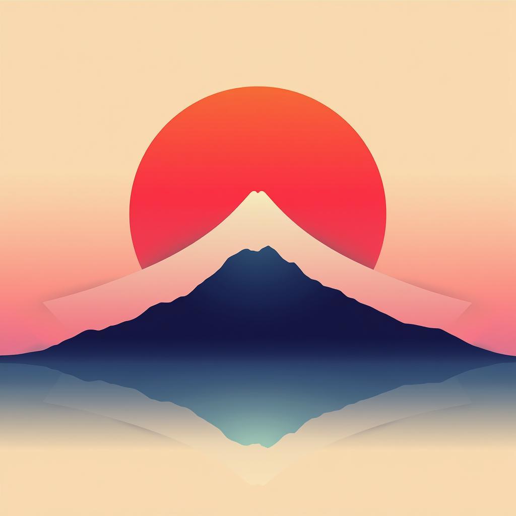 Minimalist Digital Art of Mt. Fuji