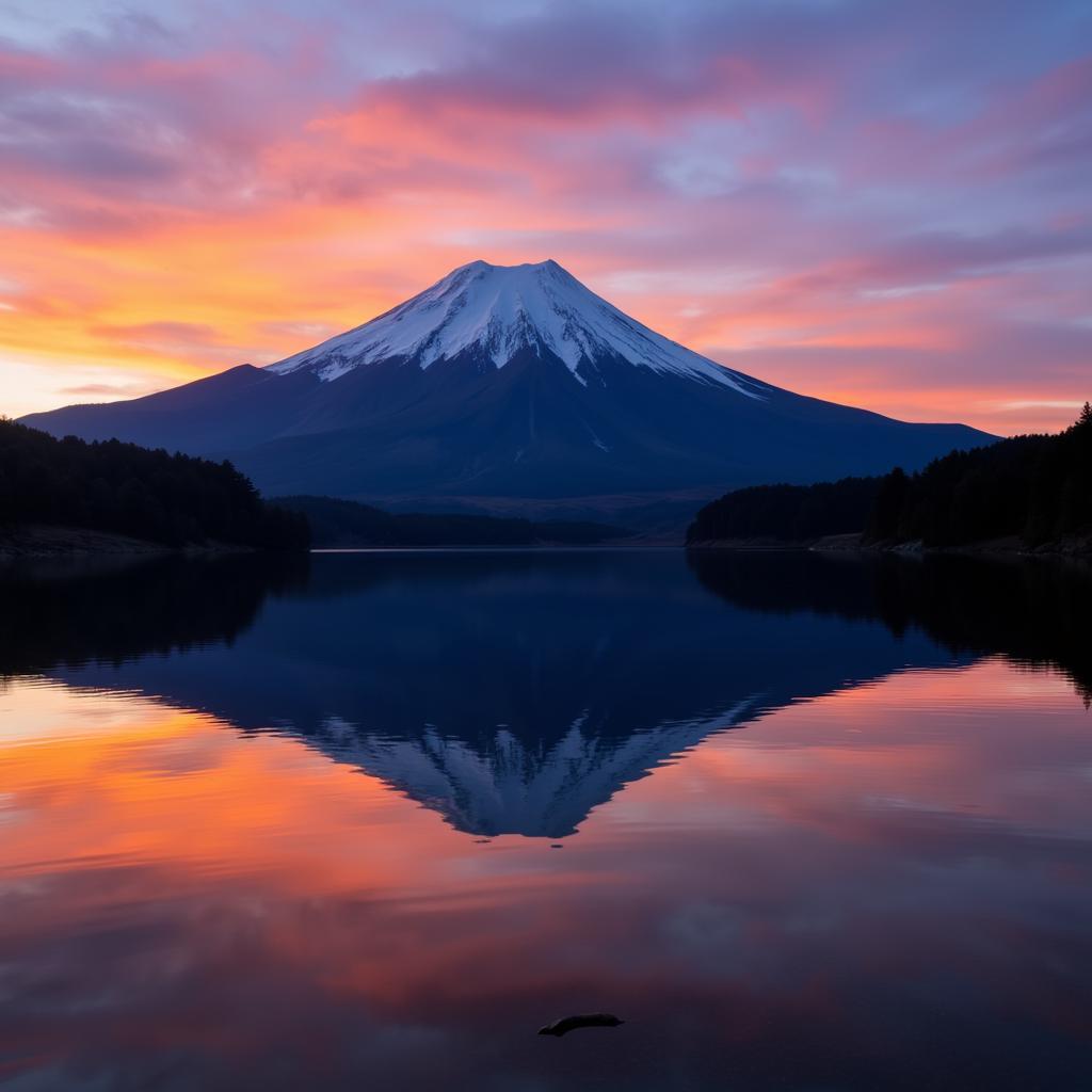 Mt Fuji Sunrise Reflection in Lake