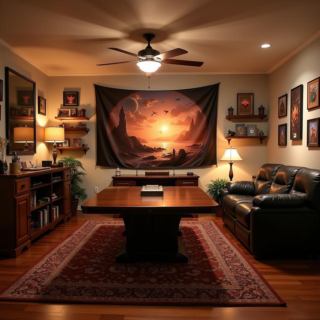 MTG Themed Game Room with Wall Art