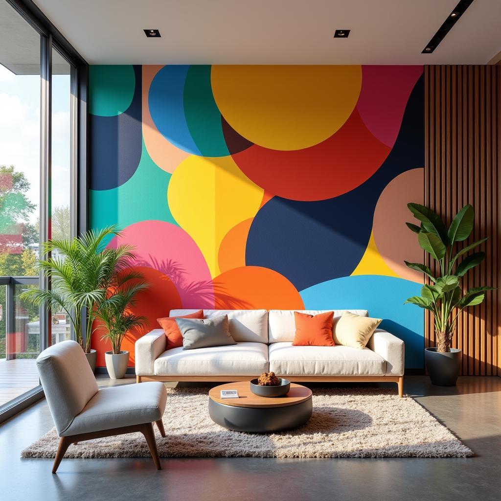 Mural Wall Art Decor in a Living Room Setting