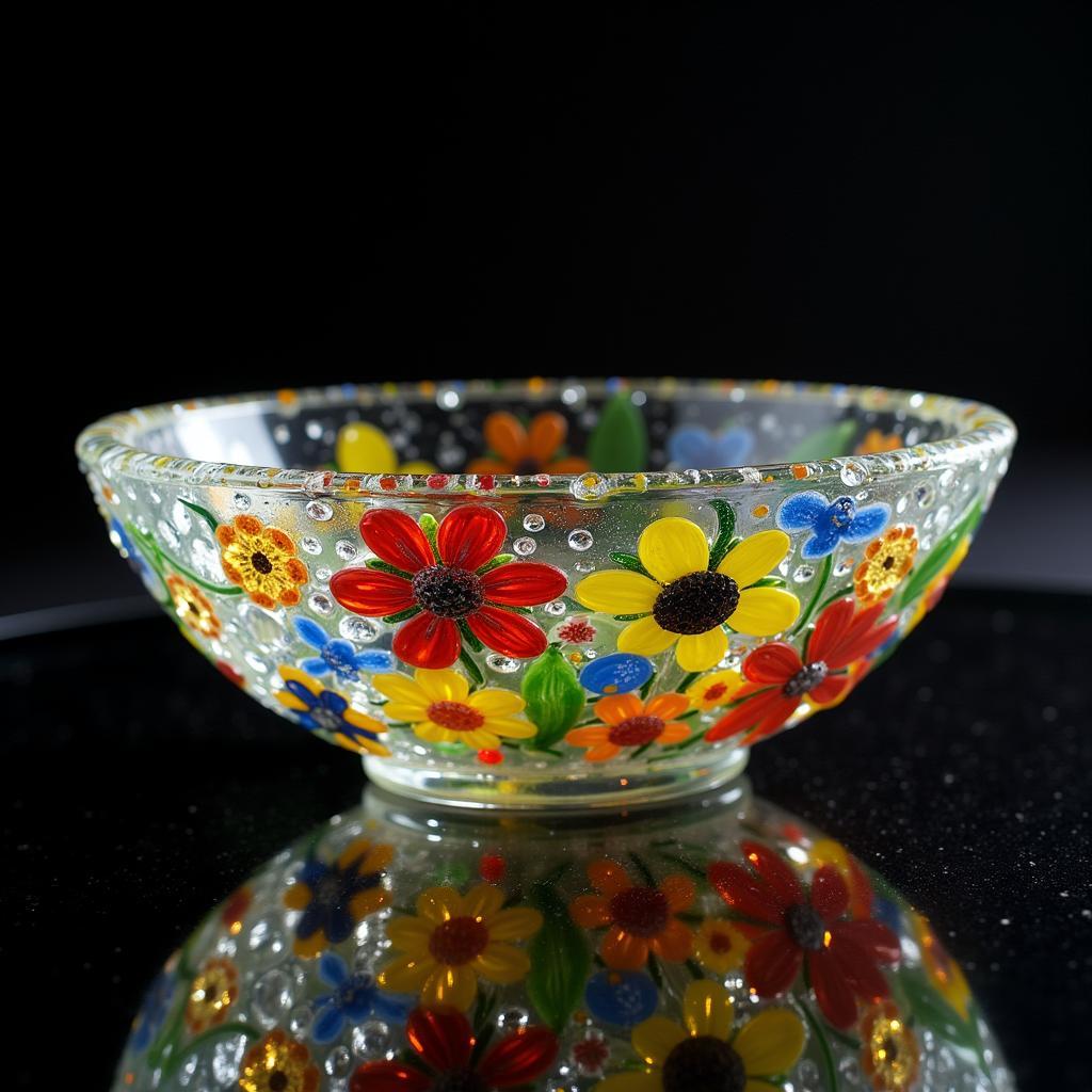 Murano Art Glass Bowl with Millefiori Technique