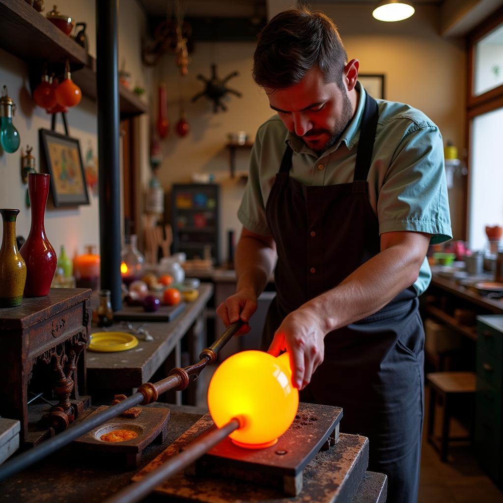 Murano Glassblowing Demonstration in a Venetian Workshop