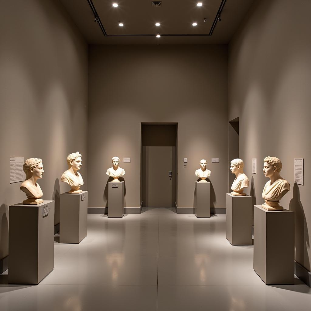 Museum Display of Ancient Busts