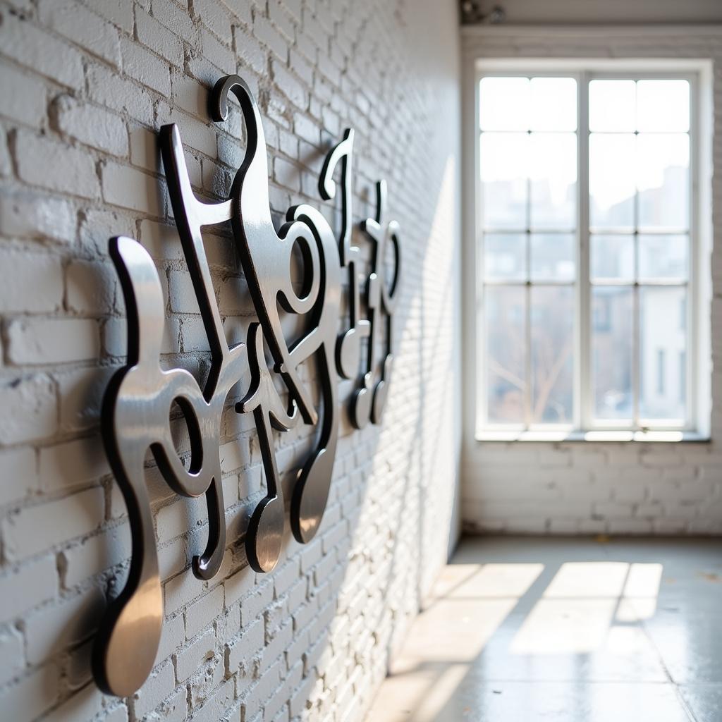 Metal Music Note Wall Sculpture in a Modern Studio