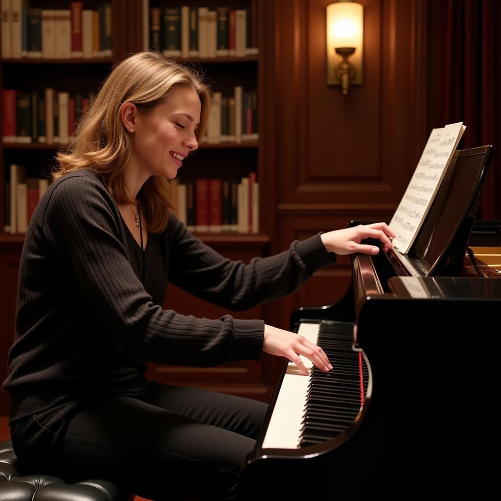 Musician Practicing "How Great Thou Art" on Piano