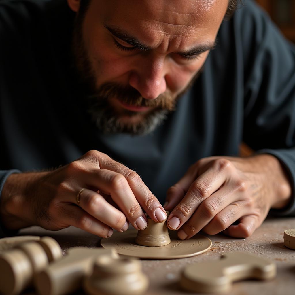 Musician Sculpting Clay Inspired by Music