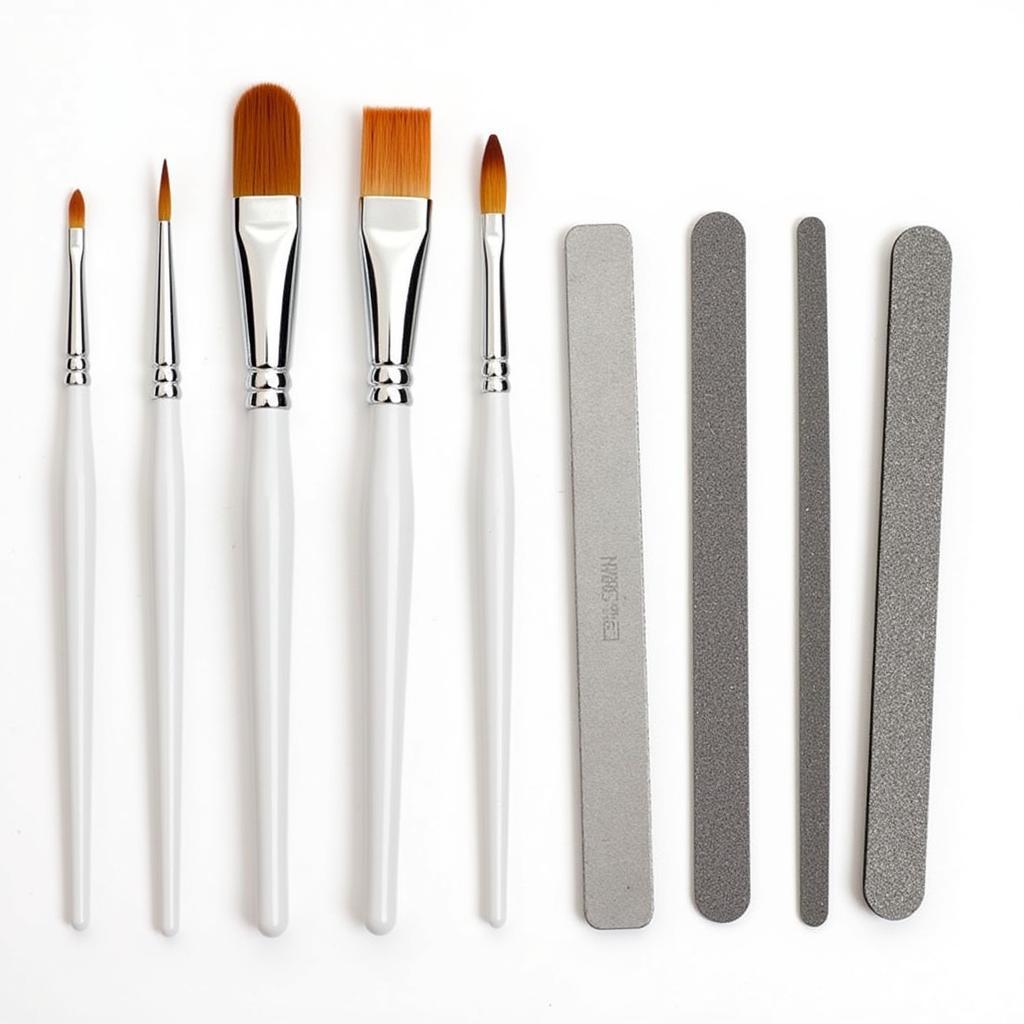 Nail art brushes and files for precise application and shaping