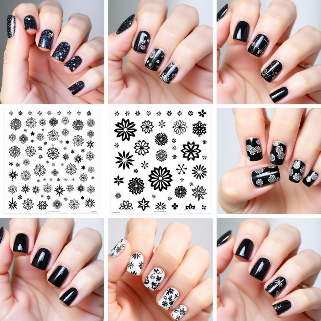 Showcase of Diverse Nail Art Decal Designs: Minimalist to Intricate