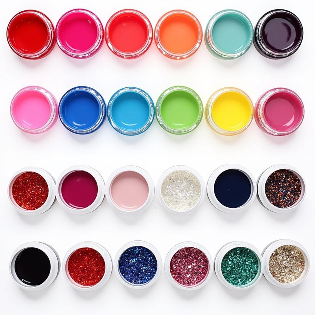 A colorful collection of nail polish and gel options