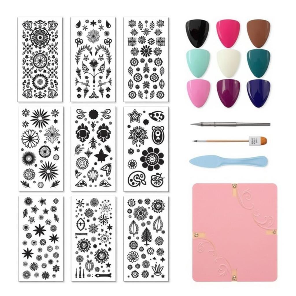 Various Nail Stamping Plates and Tools