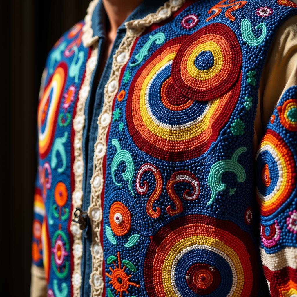 Intricate Native American Beadwork on Ceremonial Clothing