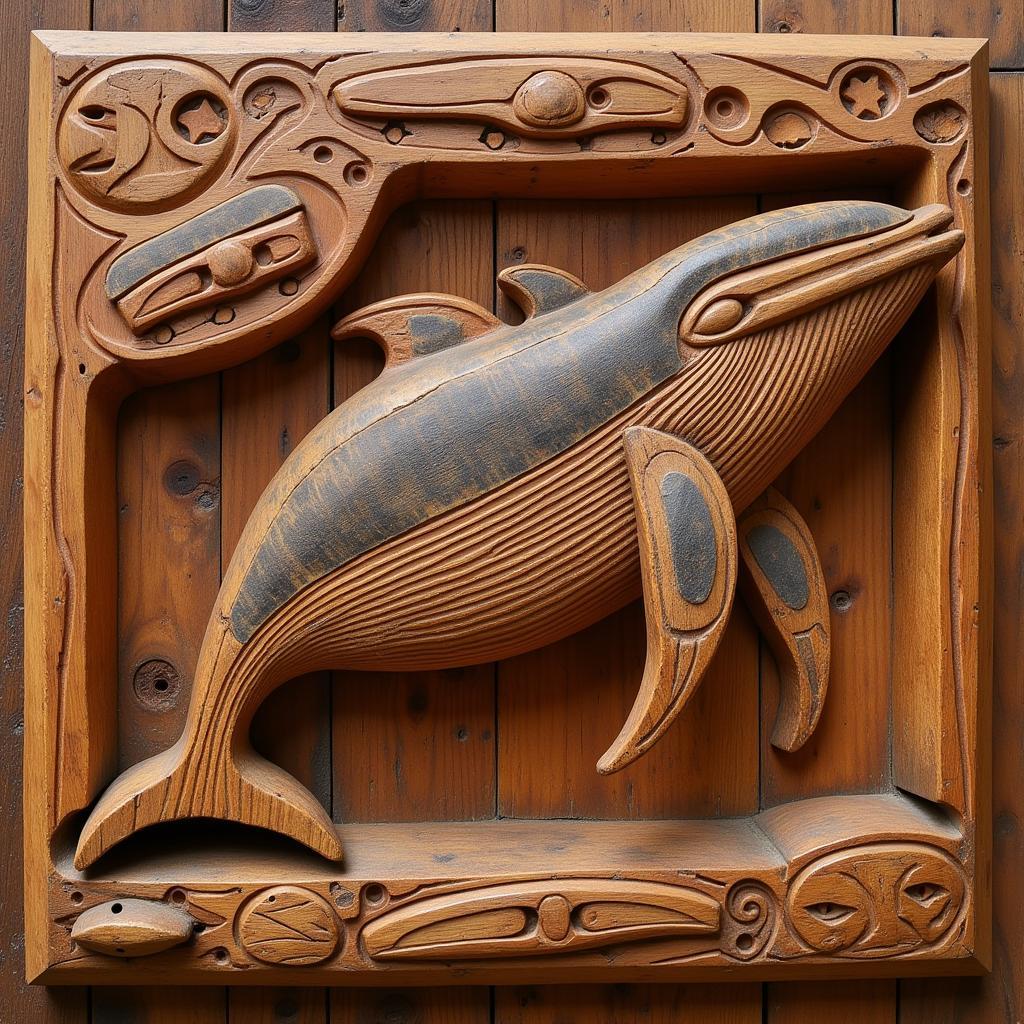 Tlingit Tribe Whale Carving: A Detailed Depiction of Traditional Native Art