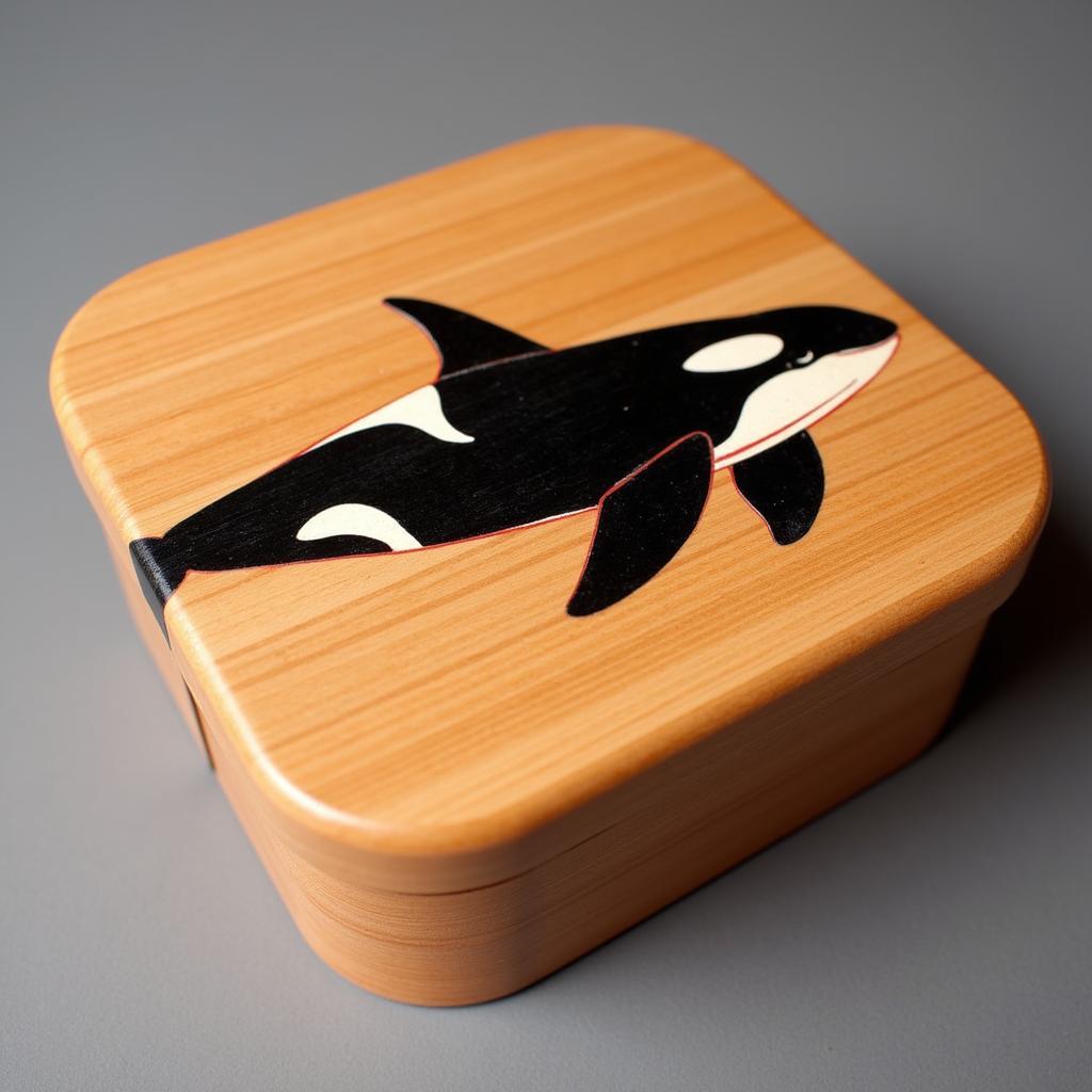 Intricate Orca Design on a Native Bentwood Box