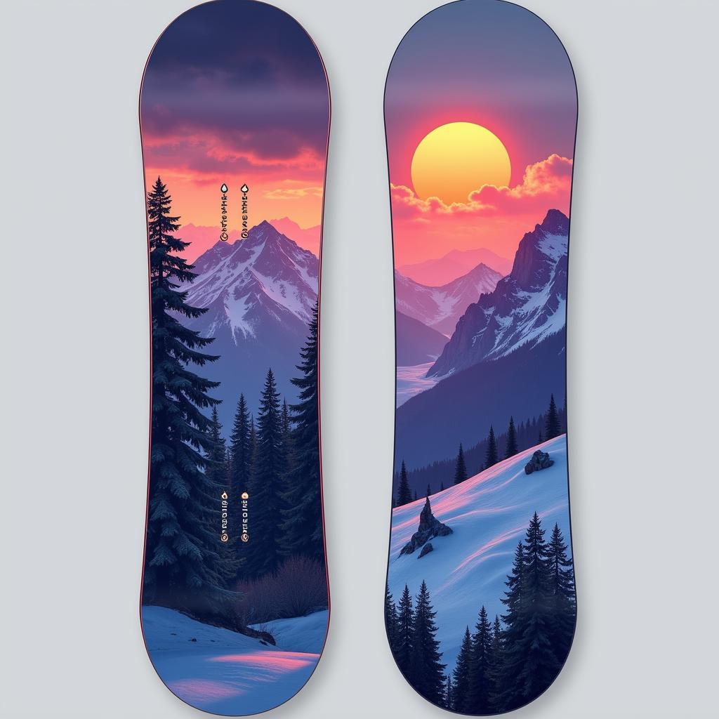 Nature-Inspired Art Snowboard with Mountain Landscape