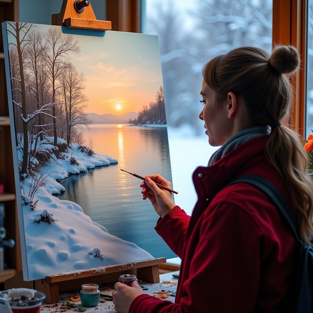 Painting a Winter Landscape Scene