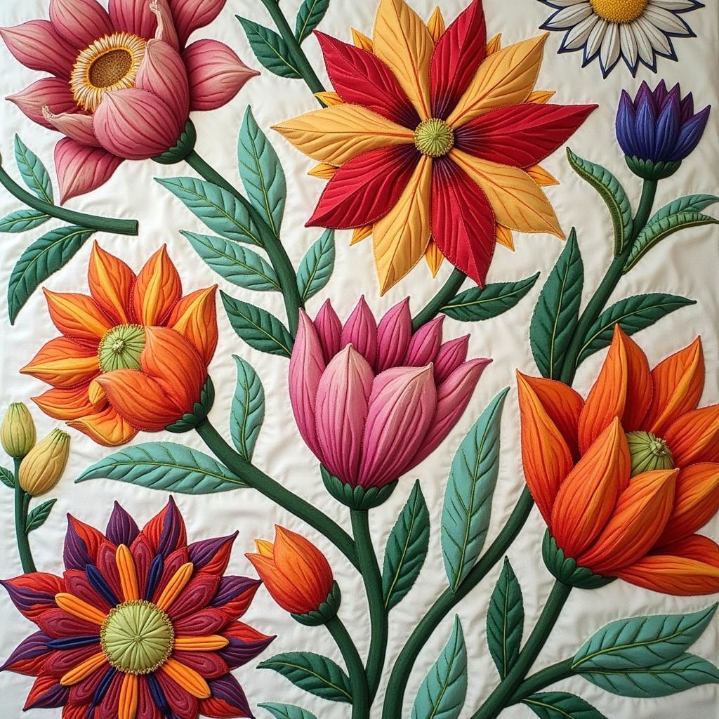 Nature-Inspired Quilted Art: Floral Pattern