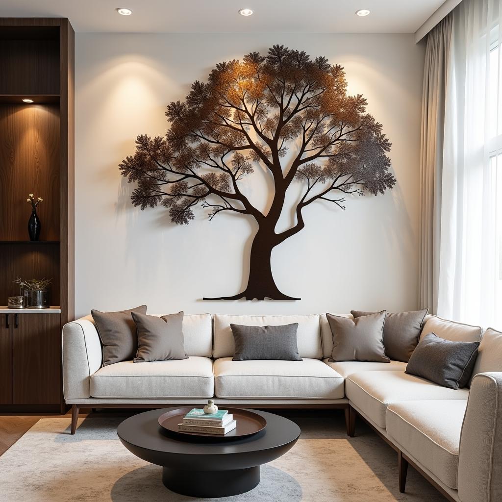 Nature Metal Wall Art in a Living Room Setting