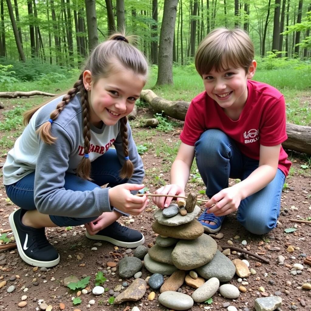 Building a Nature Sculpture for Junior Outdoor Art Explorer Badge