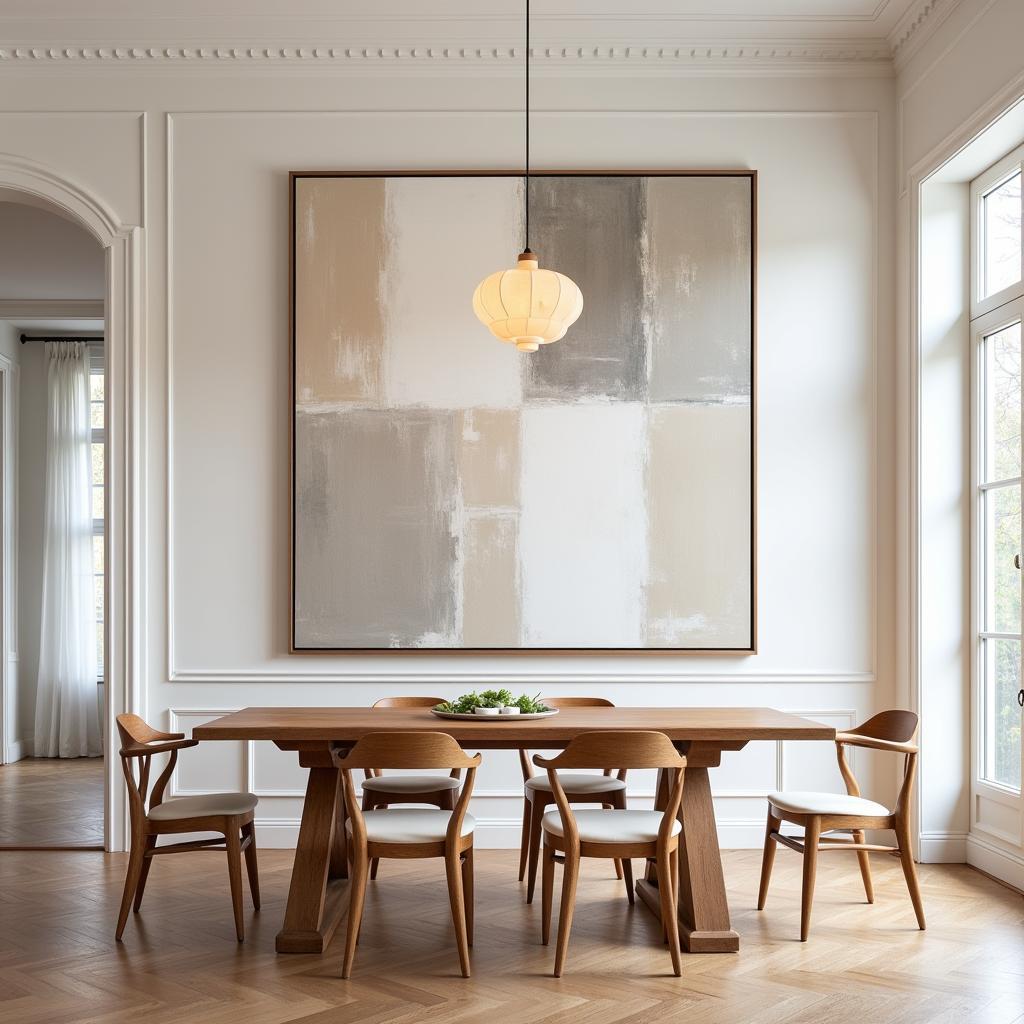 Neutral Abstract Wall Art in a Dining Room