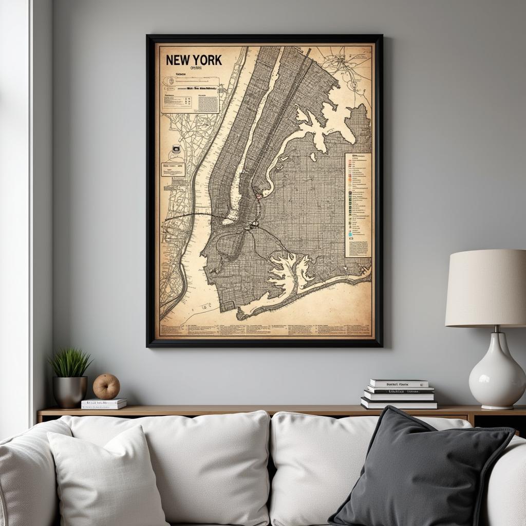 Vintage New York City Subway Map Wall Art